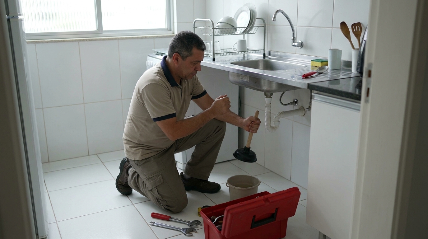 Desentupimento de pia residencial em Americana‑SP