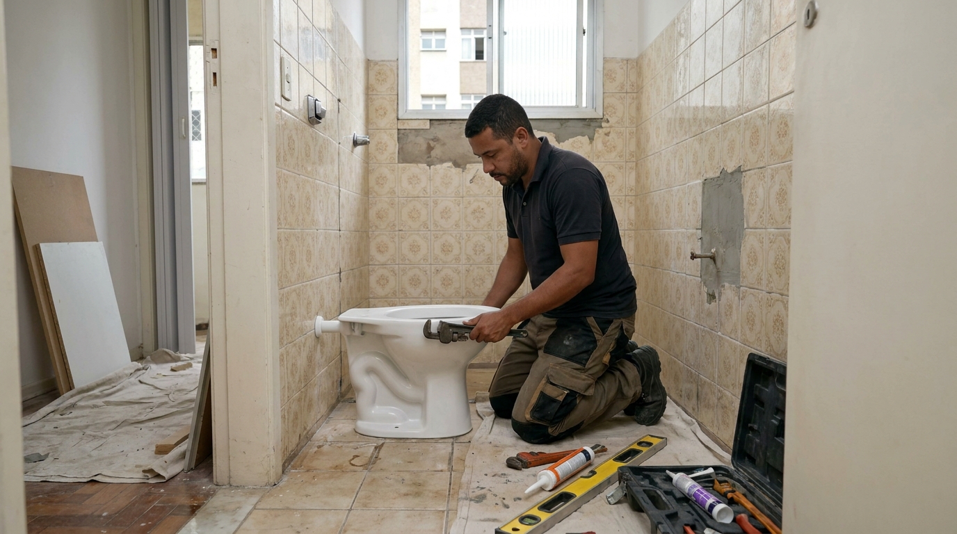 Instalação de vaso sanitário profissional em Americana‑SP